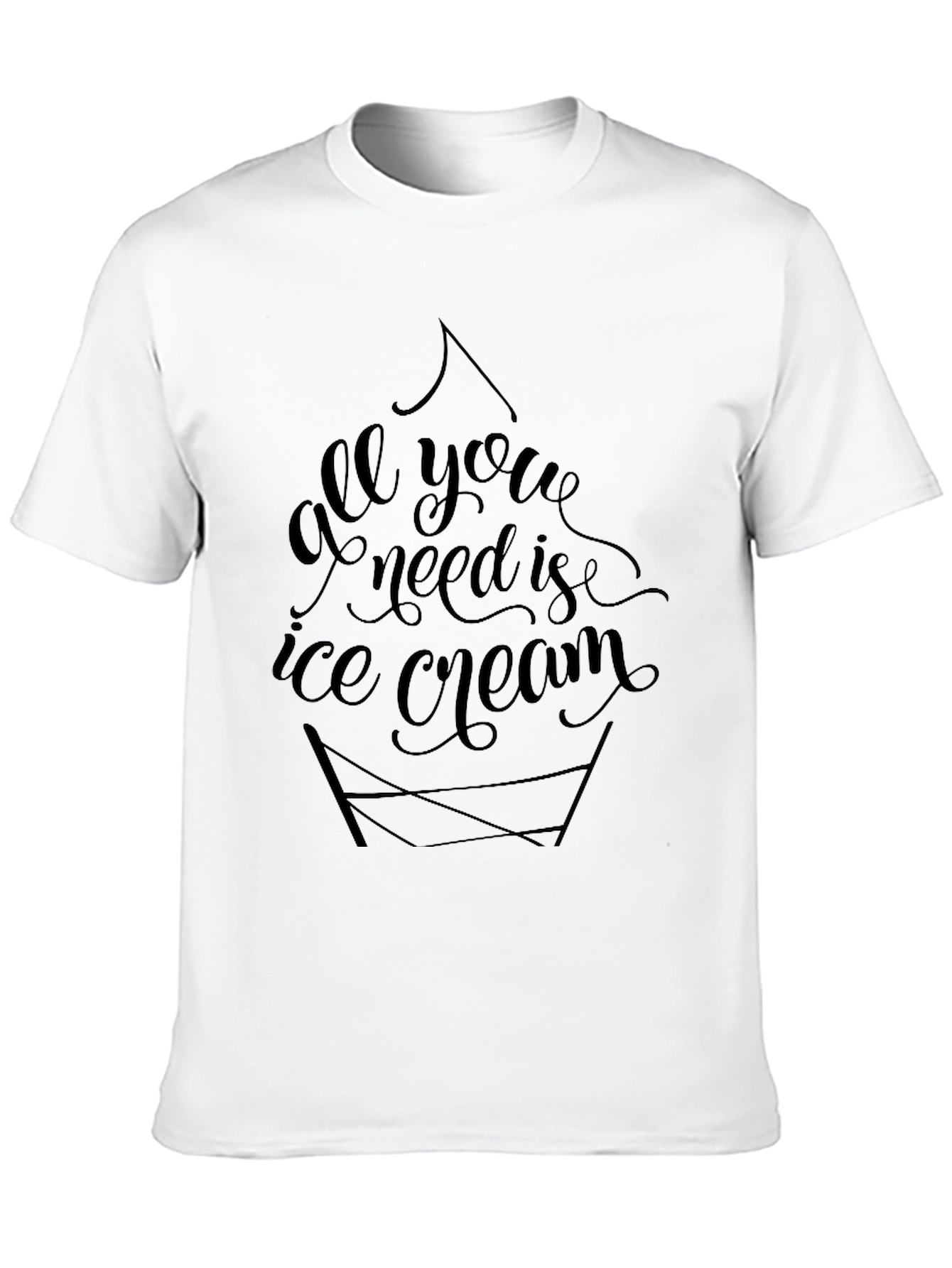 All You Need Is Ice Cream Black Tee Shirt