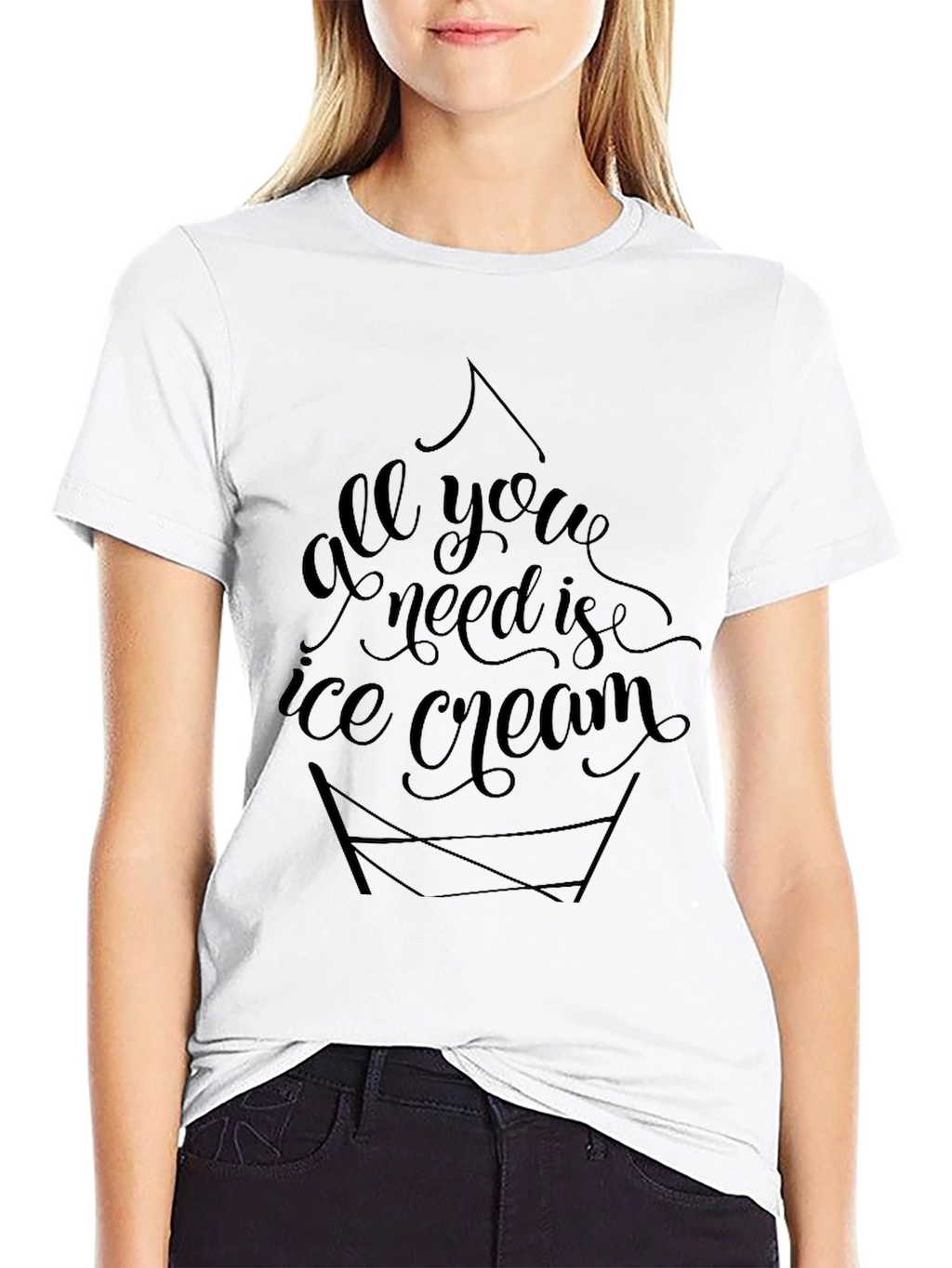 All You Need Is Ice Cream Black Tee Shirt