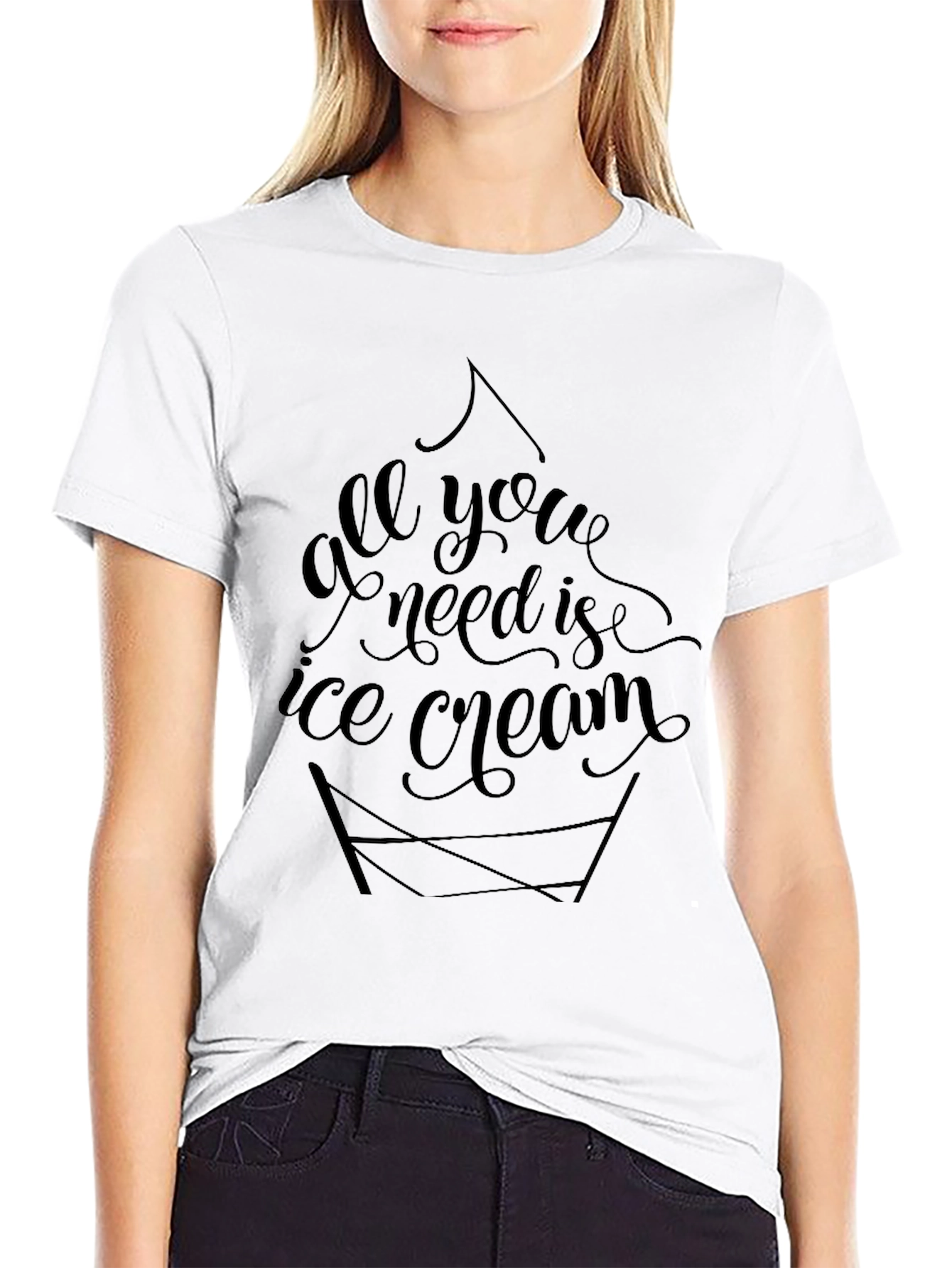 All You Need Is Ice Cream Black Tee Shirt