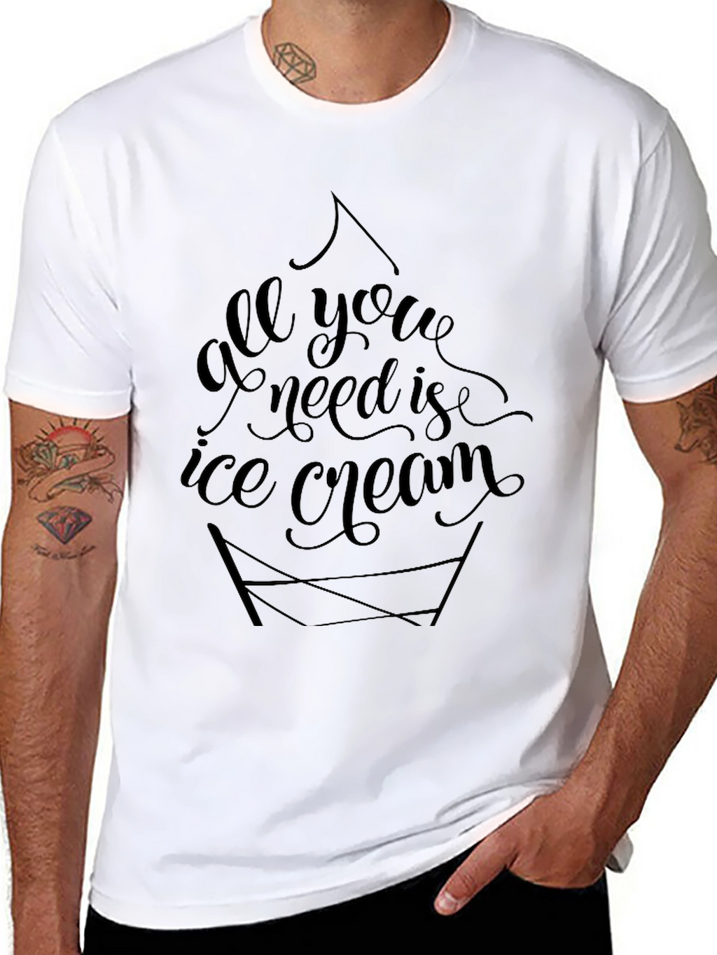 All You Need Is Ice Cream Black Tee Shirt