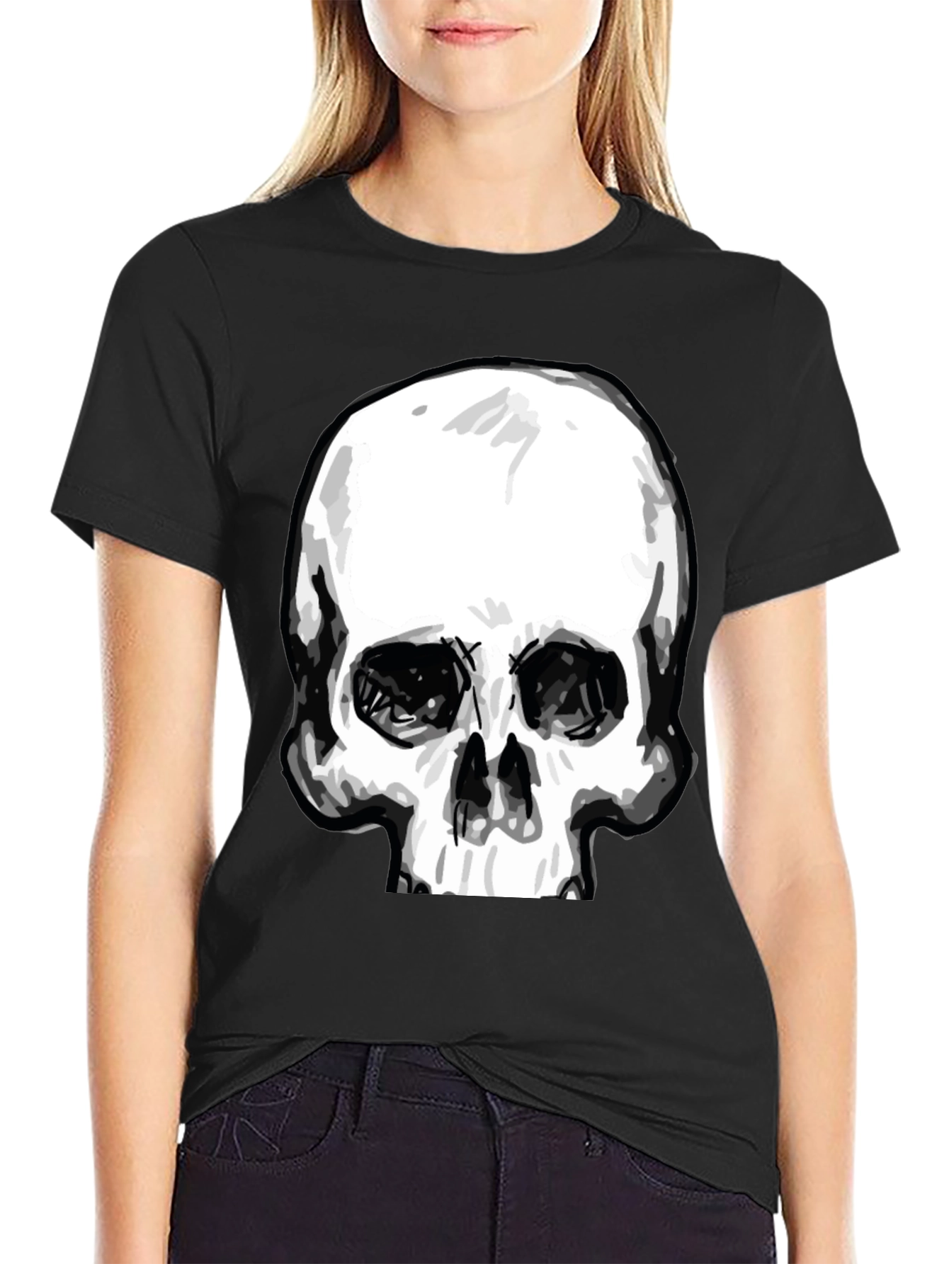 Skull Graphic Tee - Stylish Black Cotton T-Shirt