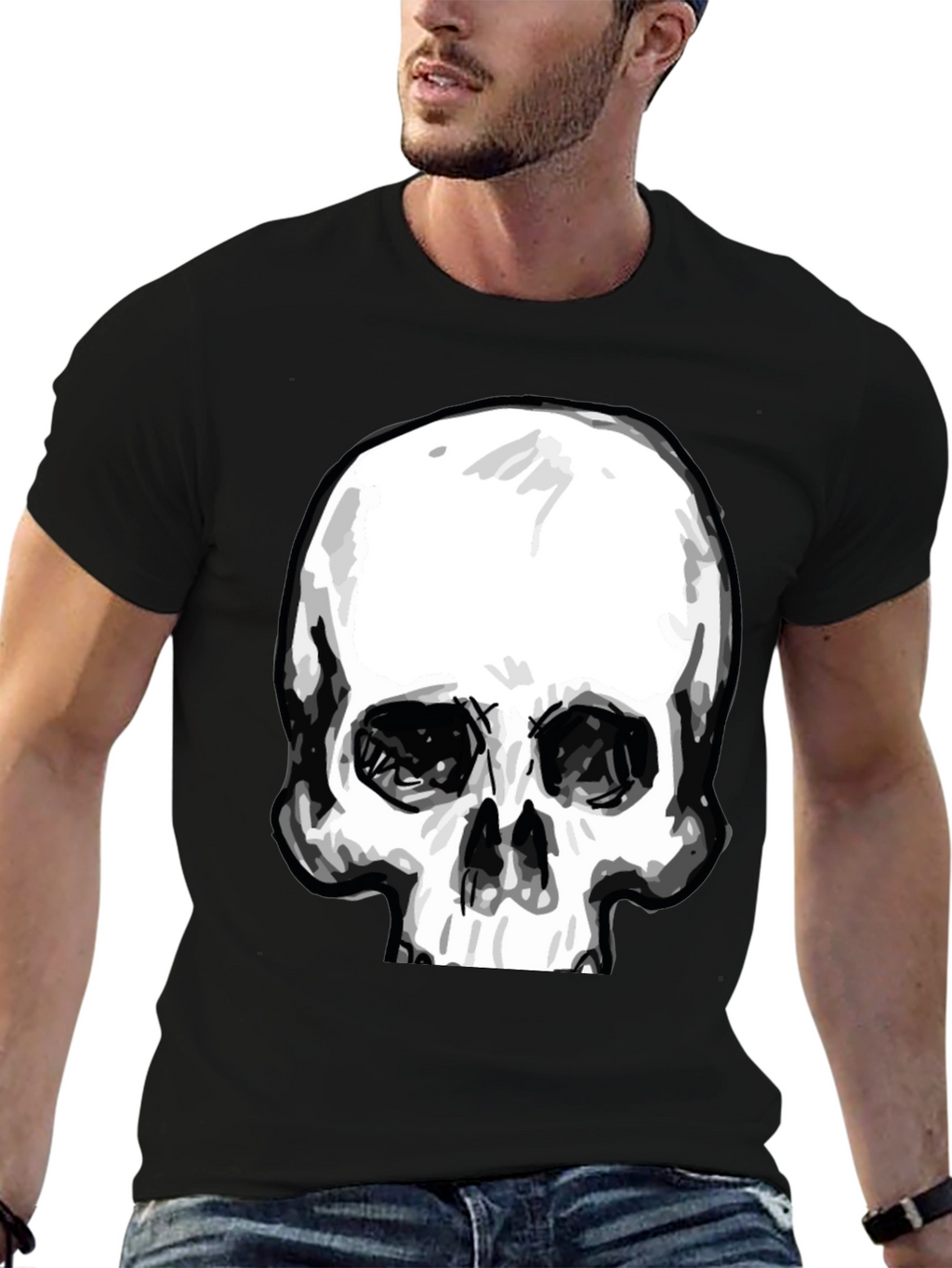 Skull Graphic Tee - Stylish Black Cotton T-Shirt