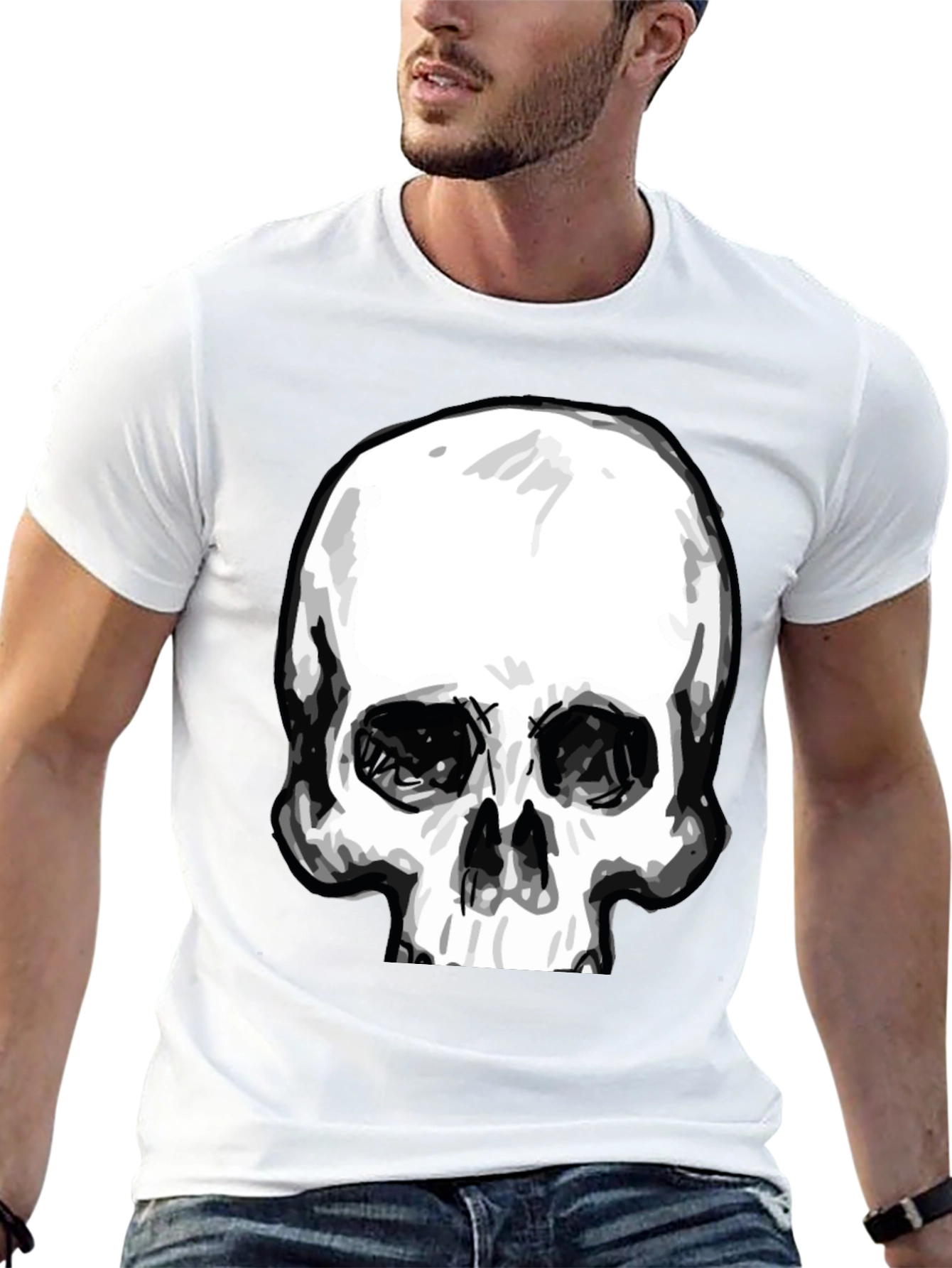 Skull Graphic Tee - Stylish Black Cotton T-Shirt