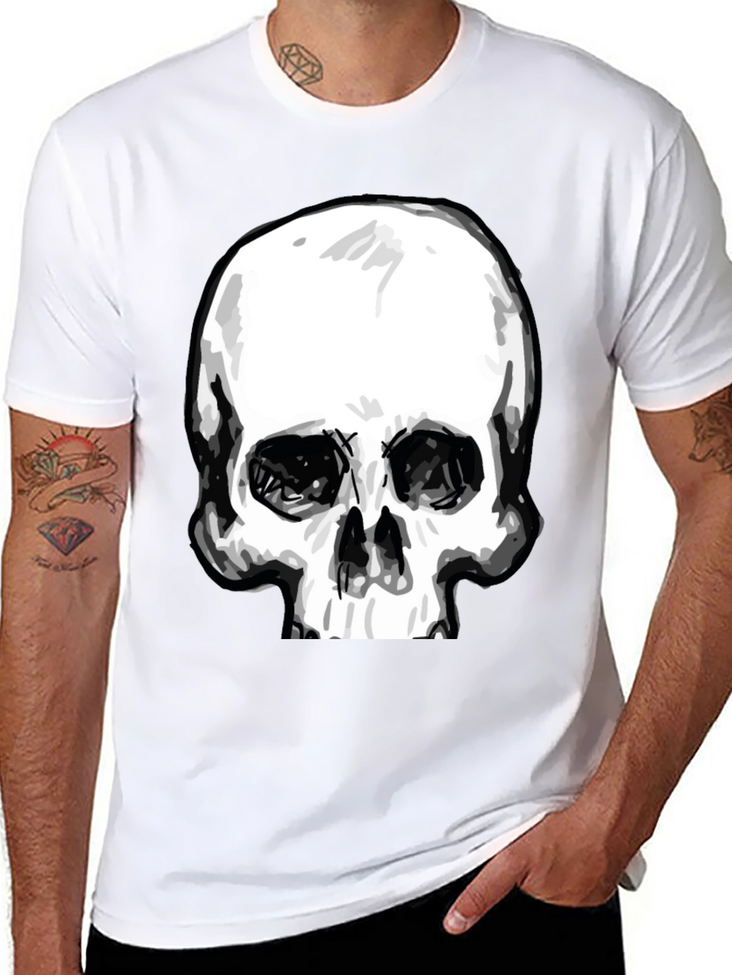 Skull Graphic Tee - Stylish Black Cotton T-Shirt