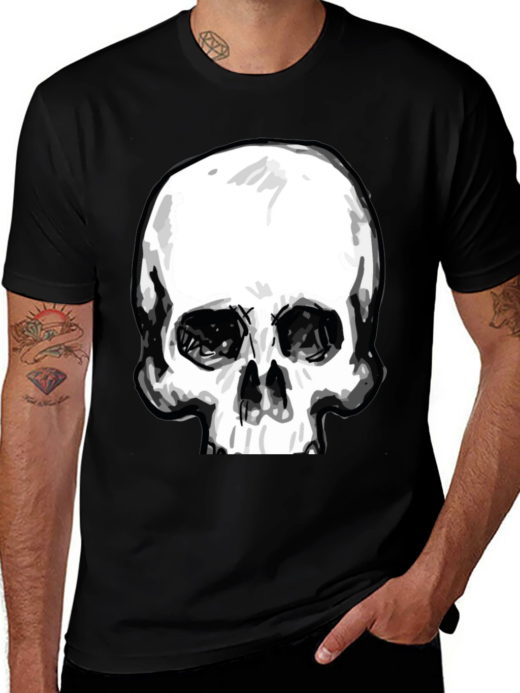 Skull Graphic Tee - Stylish Black Cotton T-Shirt