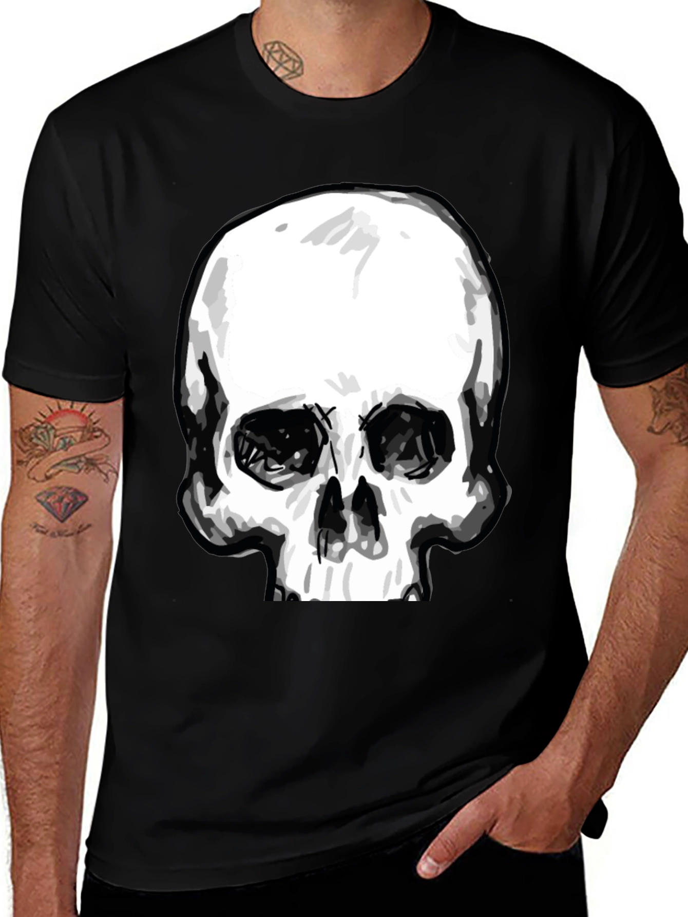 Skull Graphic Tee - Stylish Black Cotton T-Shirt