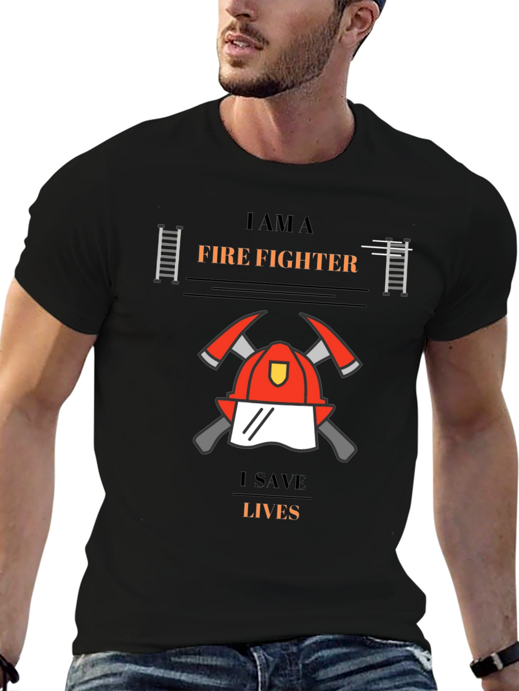 Firefighter Graphic T-Shirt - I Save Lives