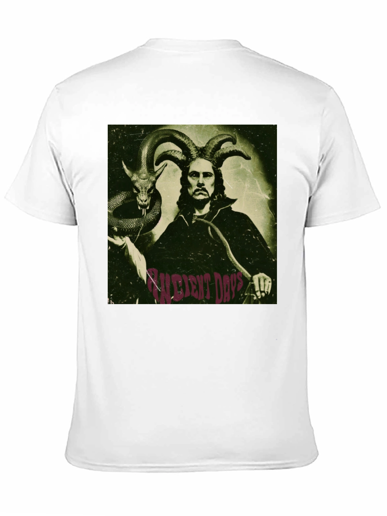 Occult Horned Man & Snake Graphic T-Shirt