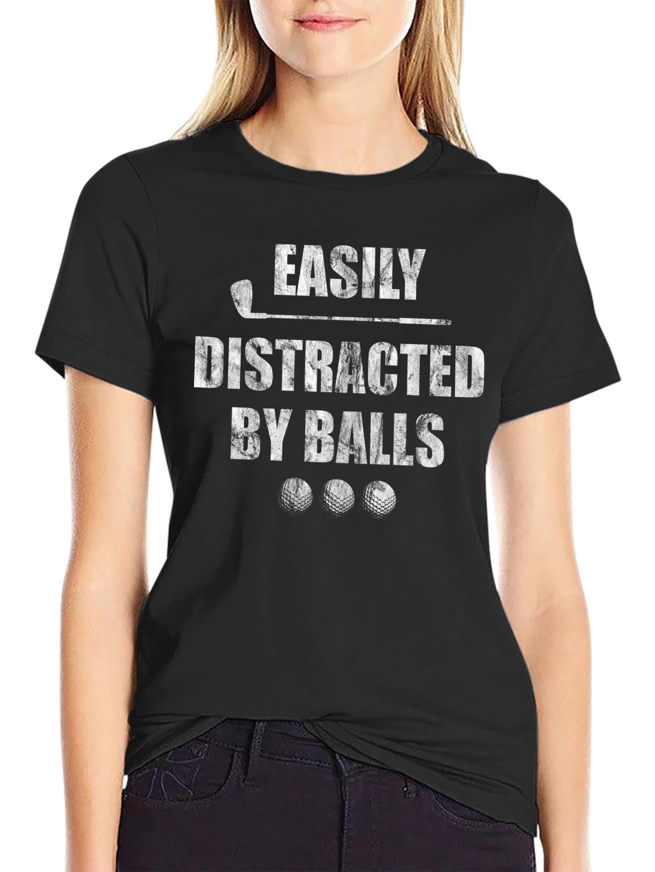 Easily Distracted by Balls Funny Golf T-Shirt