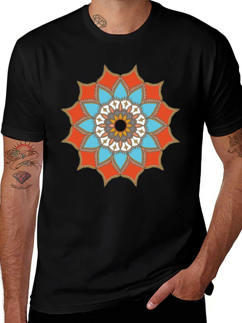 Mandala Graphic Tee - Stylish Mens Black T-Shirt