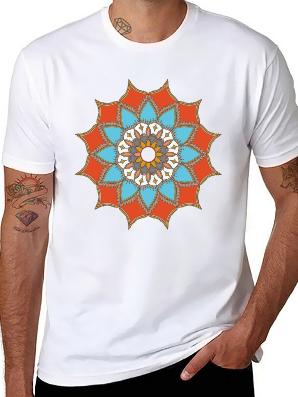 Mandala Graphic Tee - Stylish Mens Black T-Shirt
