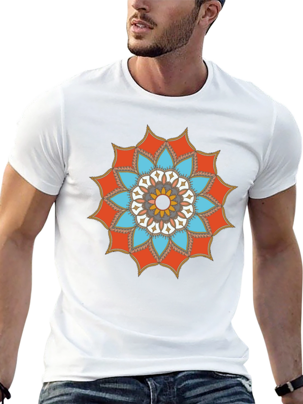 Mandala Graphic Tee - Stylish Mens Black T-Shirt