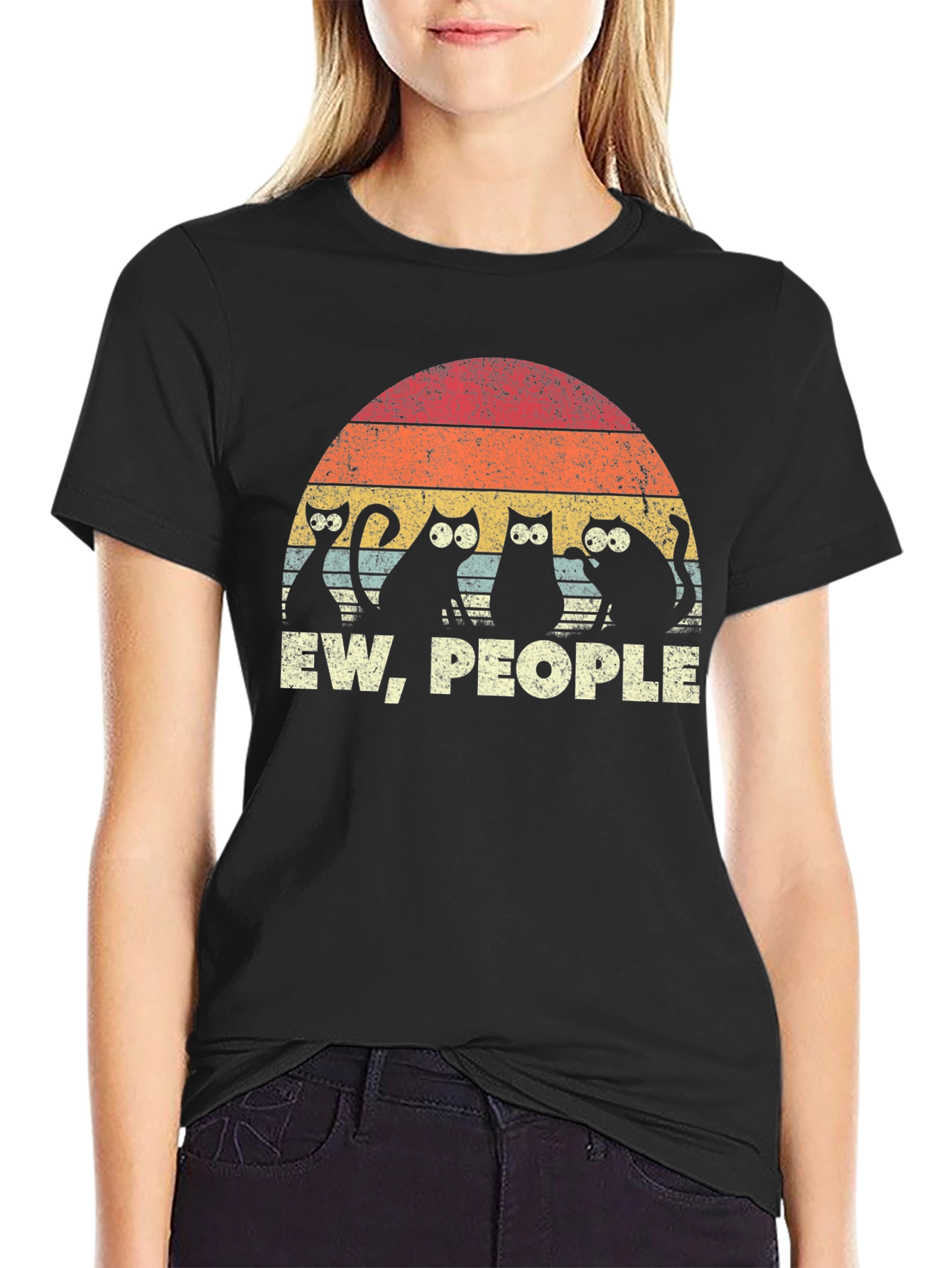 Ew People Cats Graphic T-Shirt - Retro Style Comfort