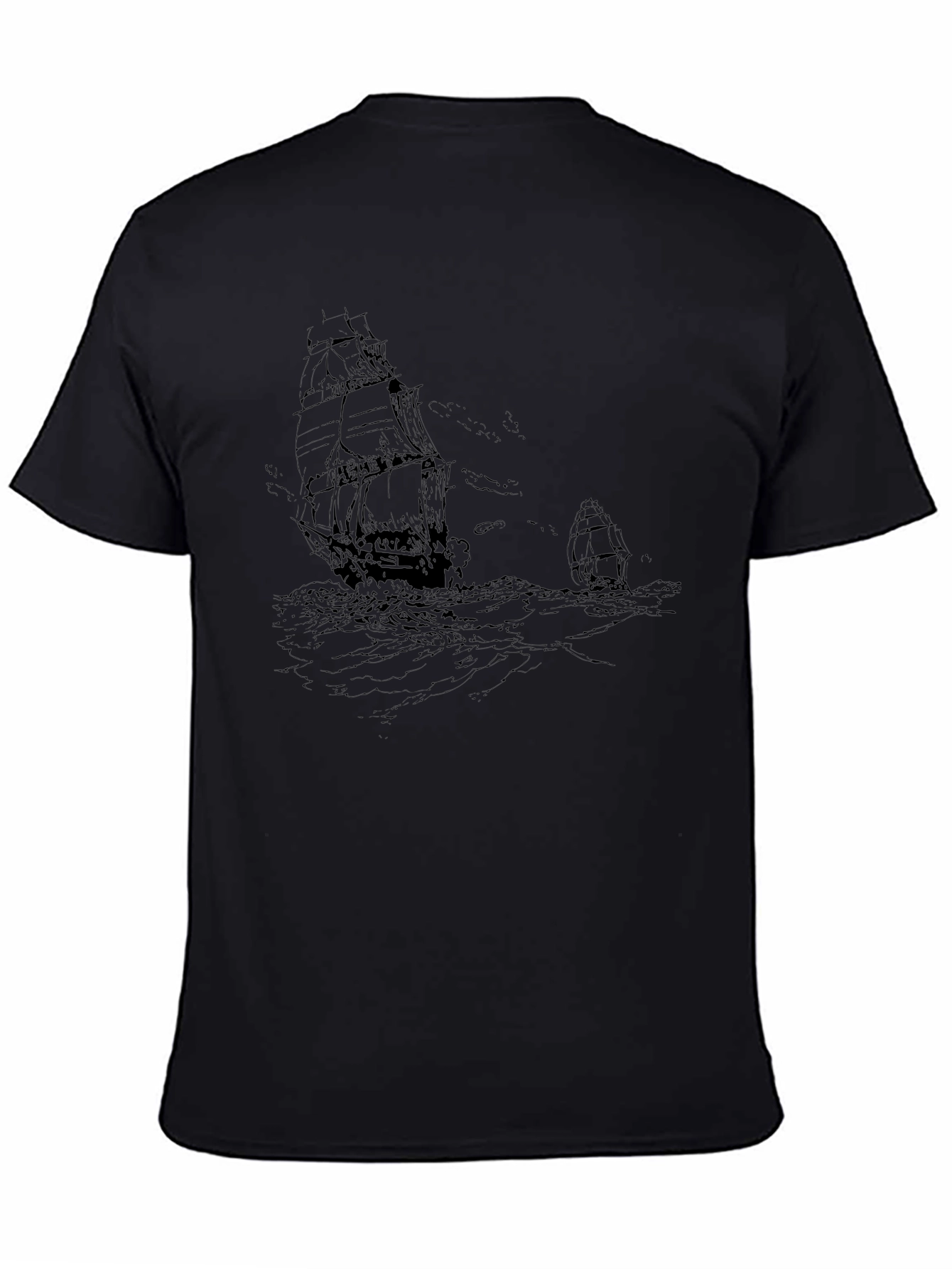 Vintage Ship Graphic Black T-Shirt