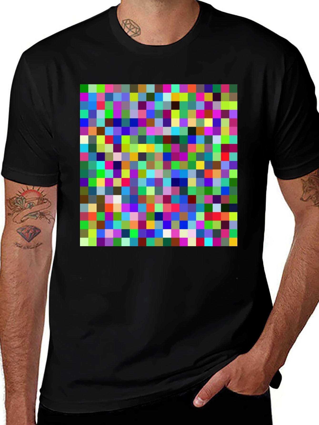 Pixelated Multicolor T-Shirt - Modern Abstract Design