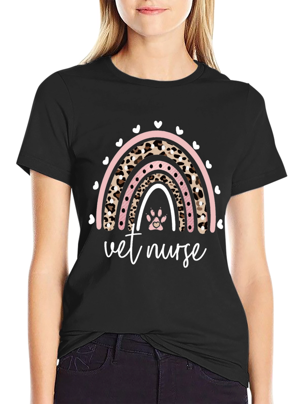 Vet Nurse Rainbow Paw Print Graphic Tee