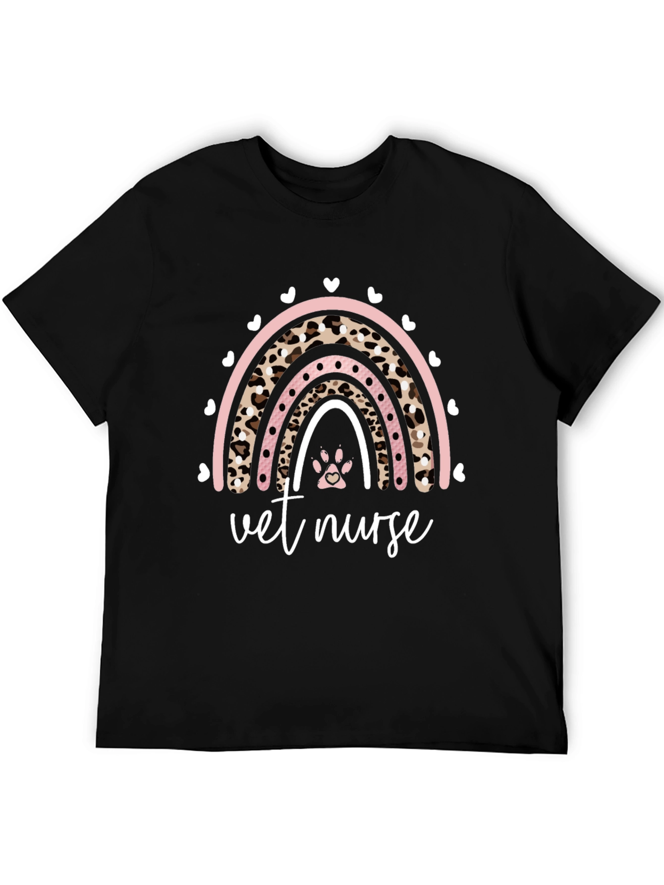 Vet Nurse Rainbow Paw Print Graphic Tee