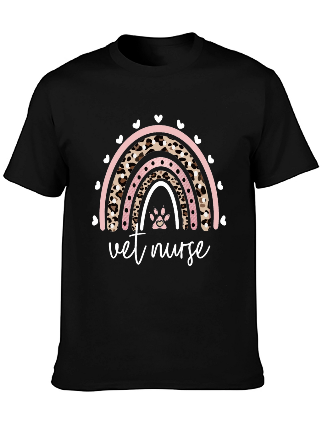 Vet Nurse Rainbow Paw Print Graphic Tee