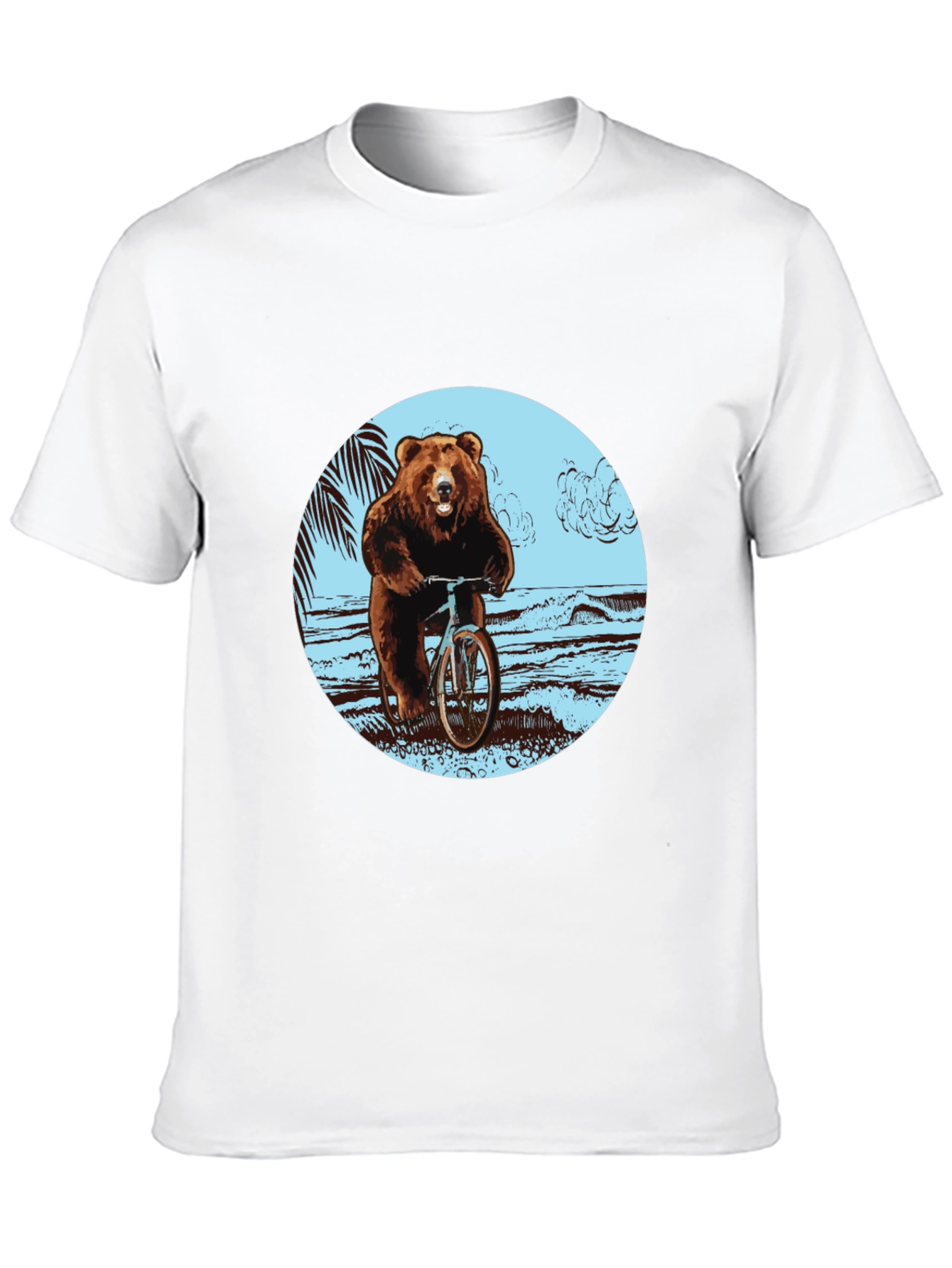 Bear on Bike Graphic Tee - Black Cotton T-Shirt