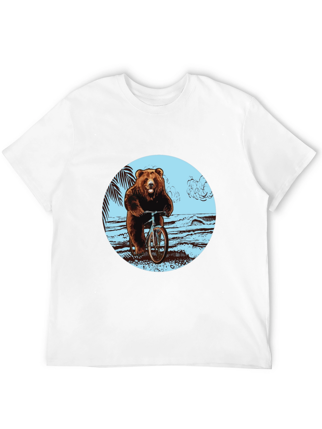Bear on Bike Graphic Tee - Black Cotton T-Shirt