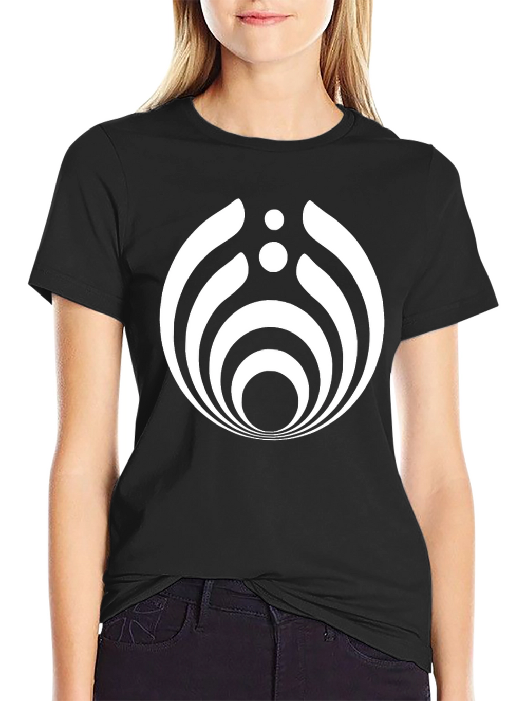 Modern Geometric Graphic Tee - Black