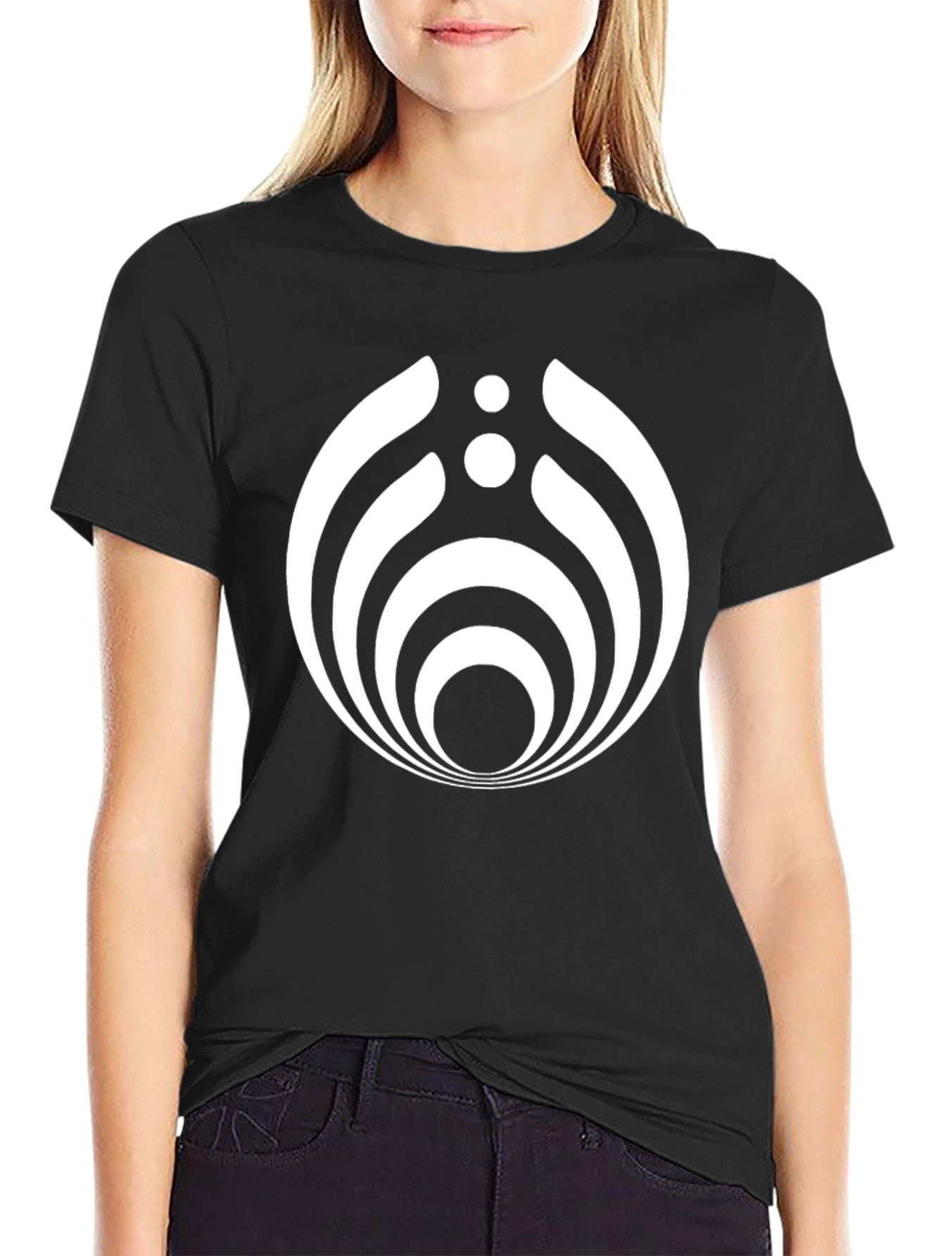 Modern Geometric Graphic Tee - Black