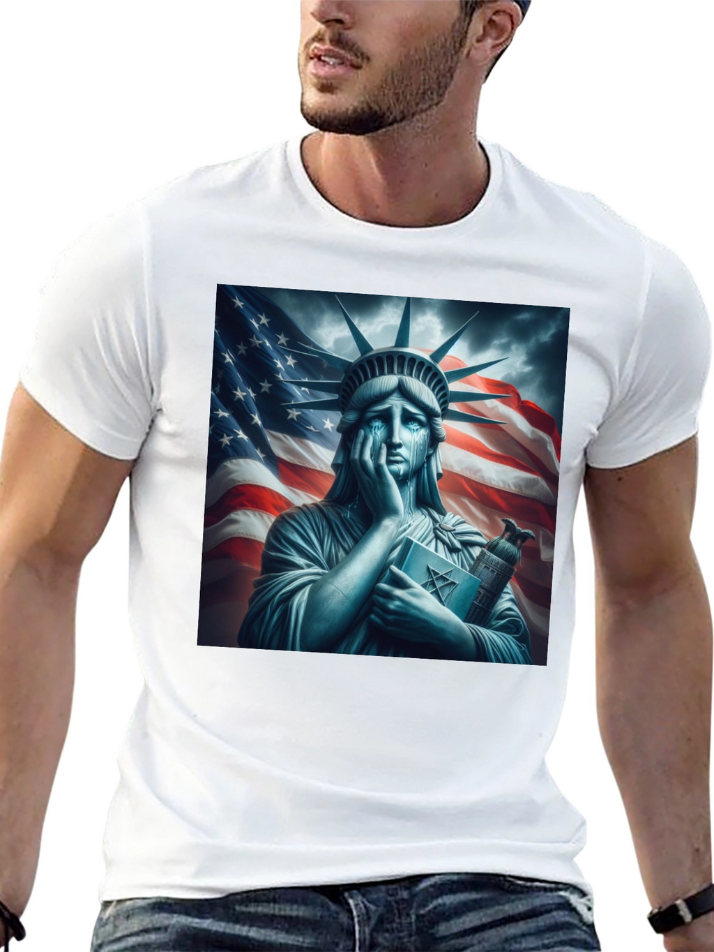 Statue of Liberty Crying Graphic T-Shirt