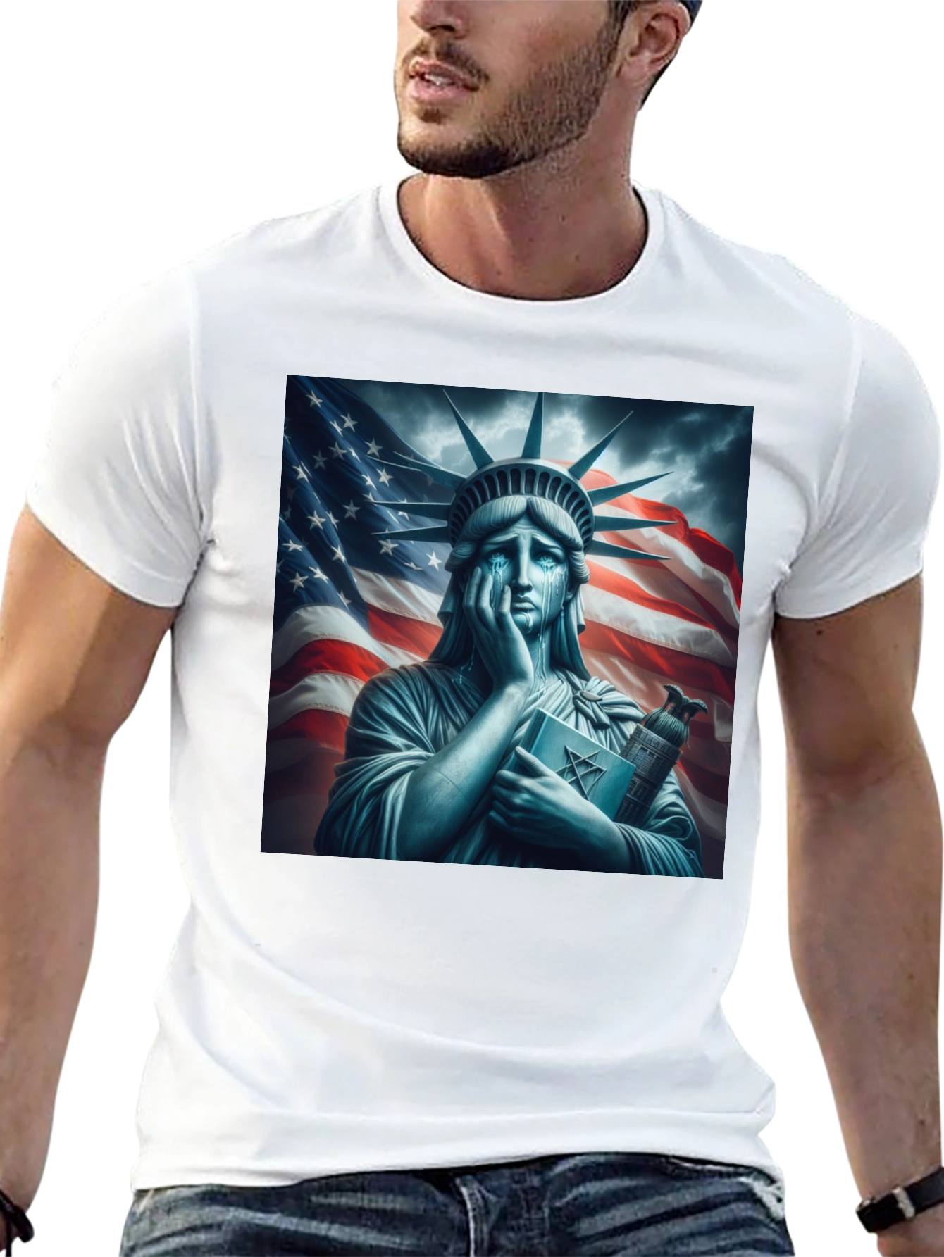 Statue of Liberty Crying Graphic T-Shirt