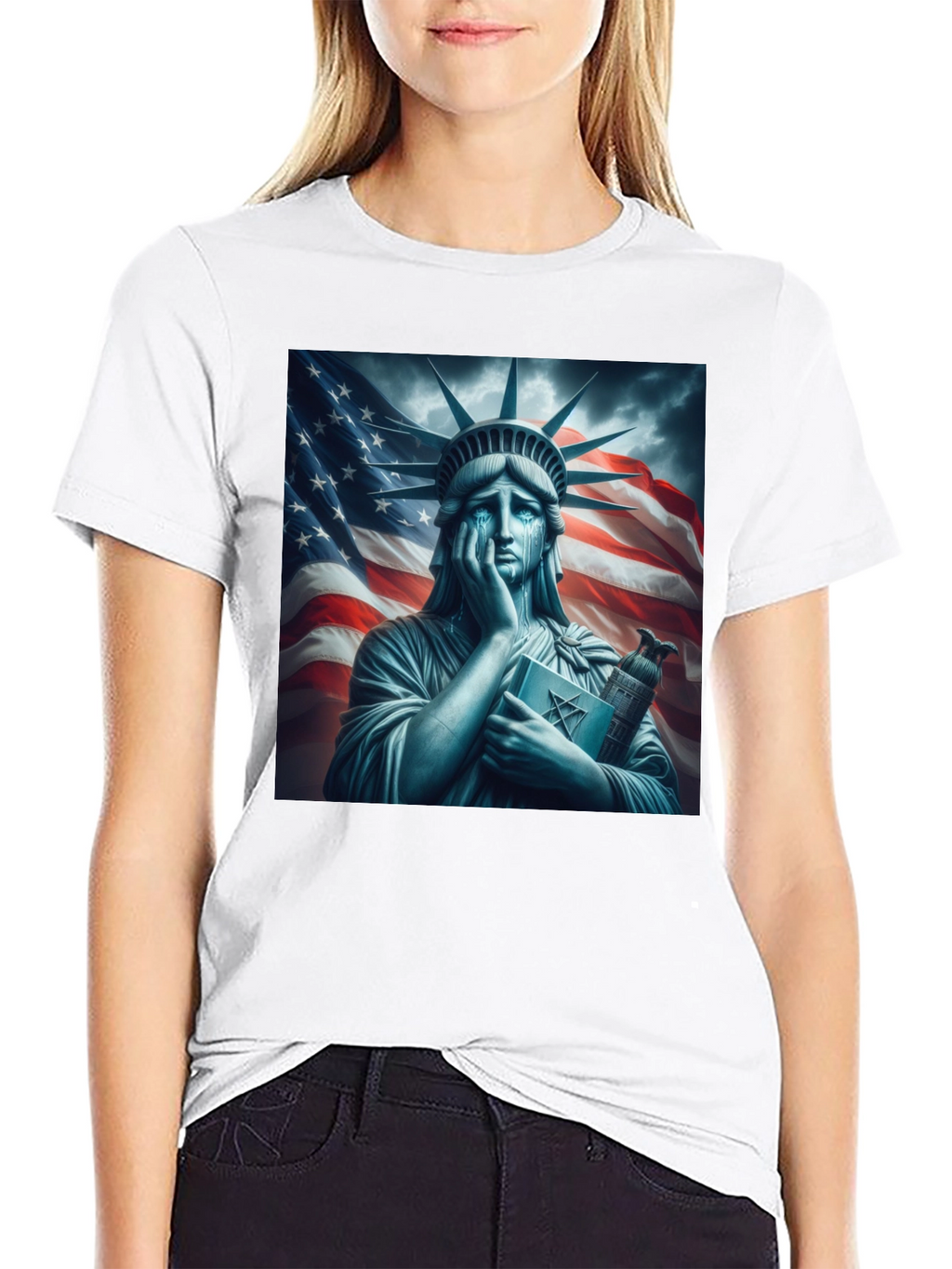 Statue of Liberty Crying Graphic T-Shirt