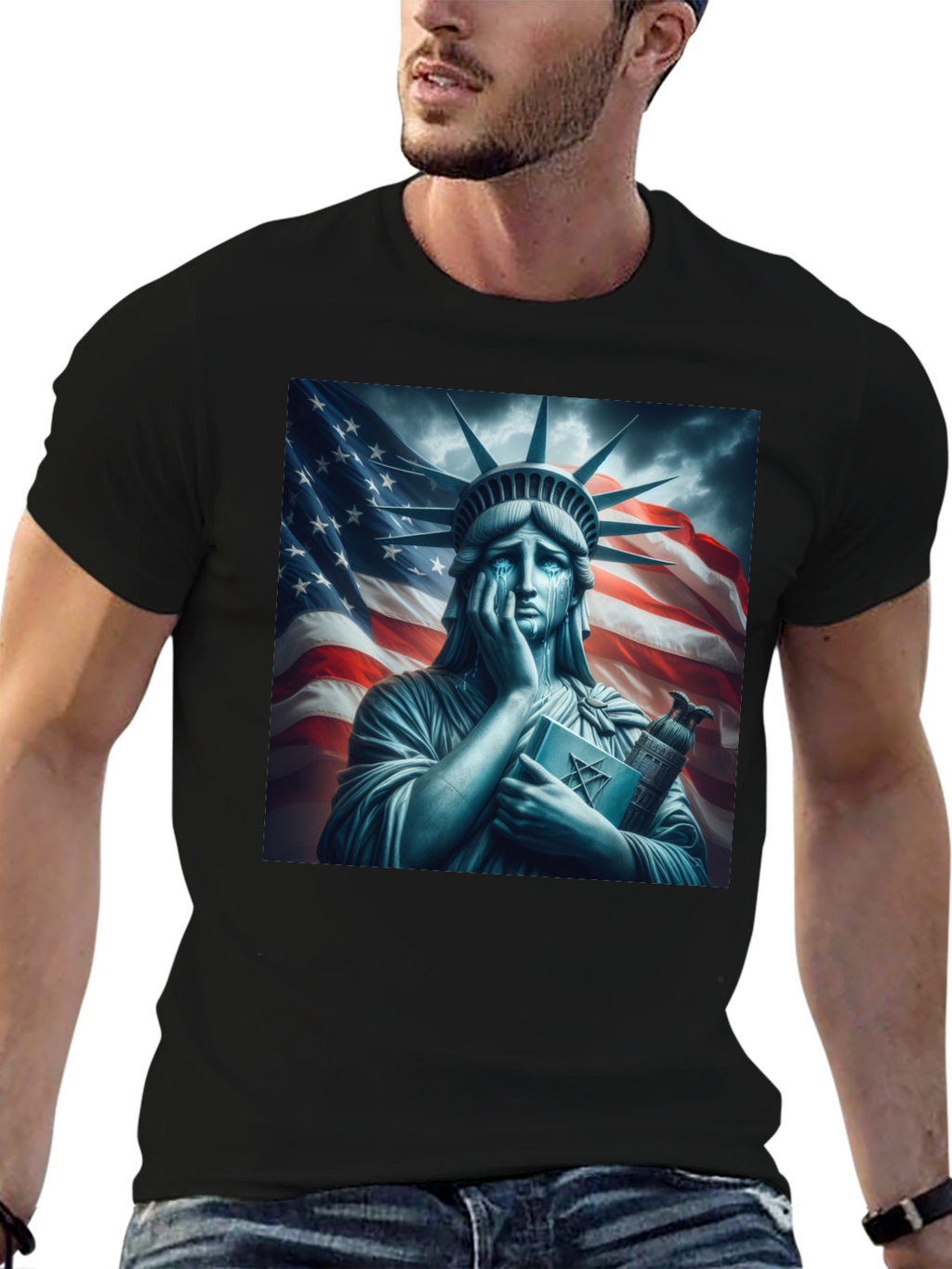 Statue of Liberty Crying Graphic T-Shirt