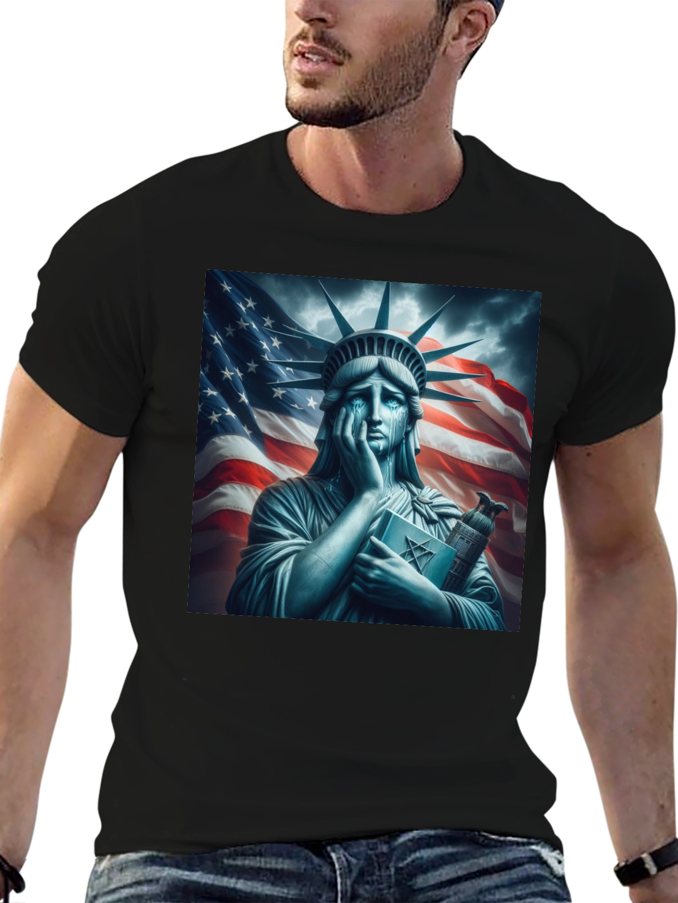Statue of Liberty Crying Graphic T-Shirt