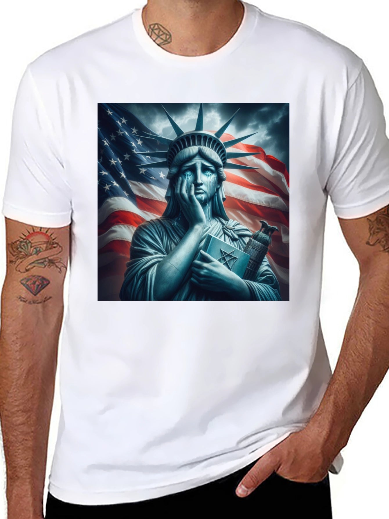 Statue of Liberty Crying Graphic T-Shirt
