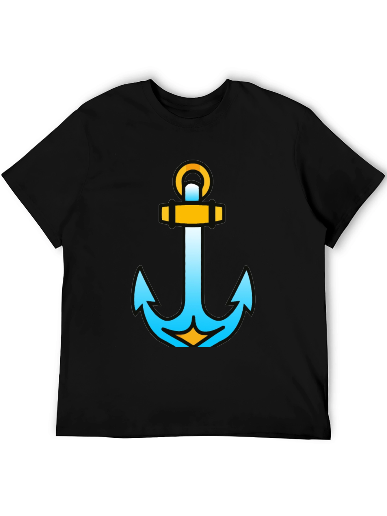 Nautical Anchor Graphic Tee - Stylish Black Cotton T-Shirt