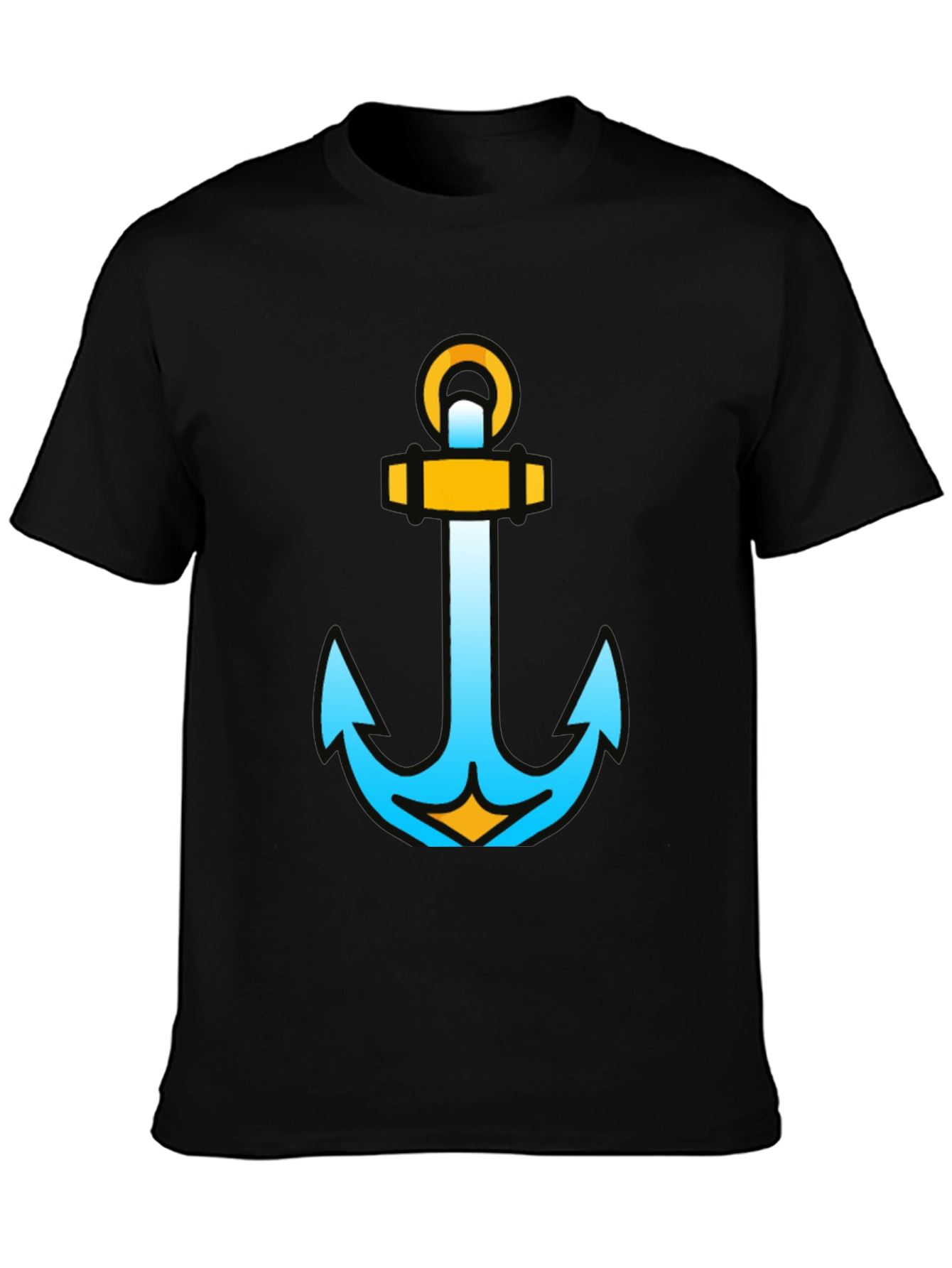 Nautical Anchor Graphic Tee - Stylish Black Cotton T-Shirt