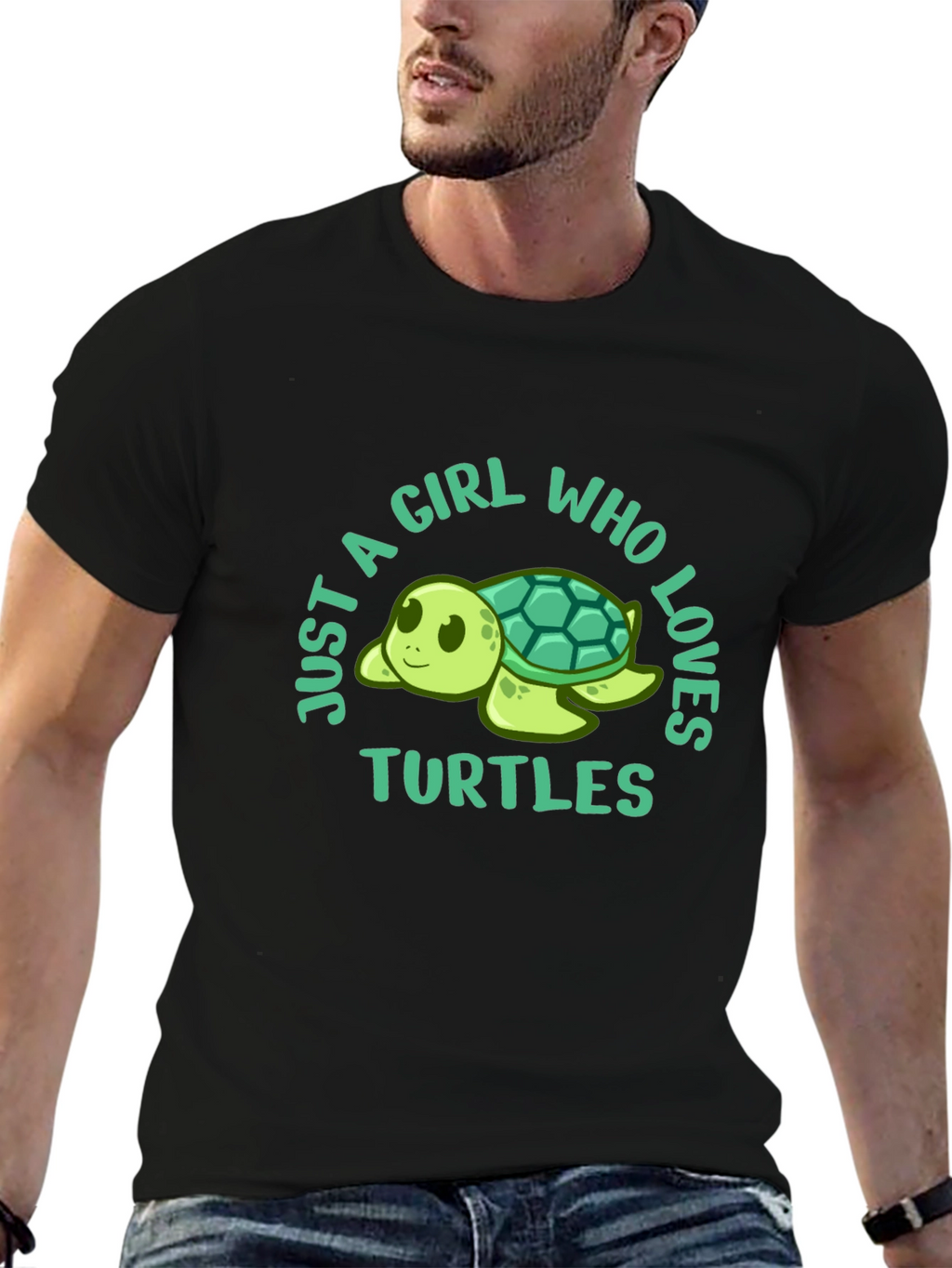 Girl Who Loves Turtles Black T-Shirt