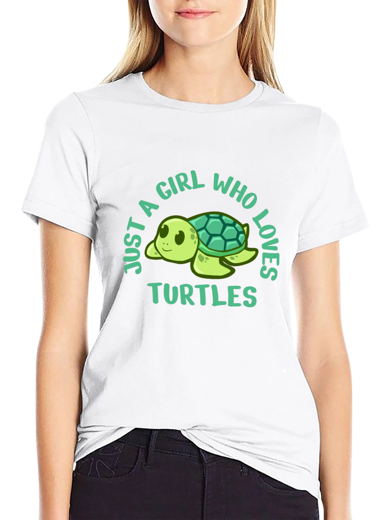 Girl Who Loves Turtles Black T-Shirt