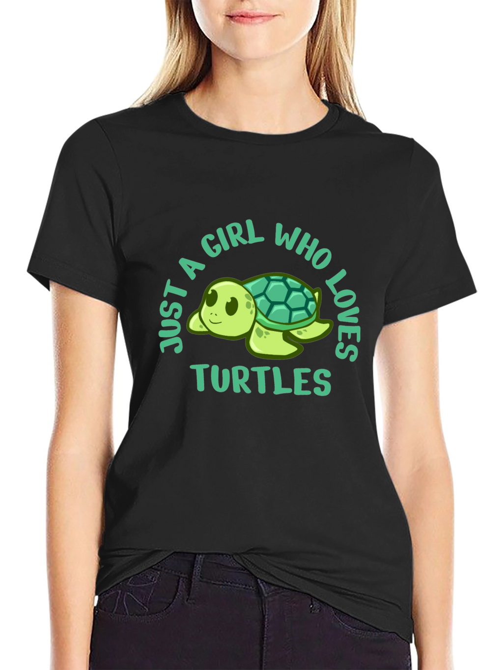 Girl Who Loves Turtles Black T-Shirt