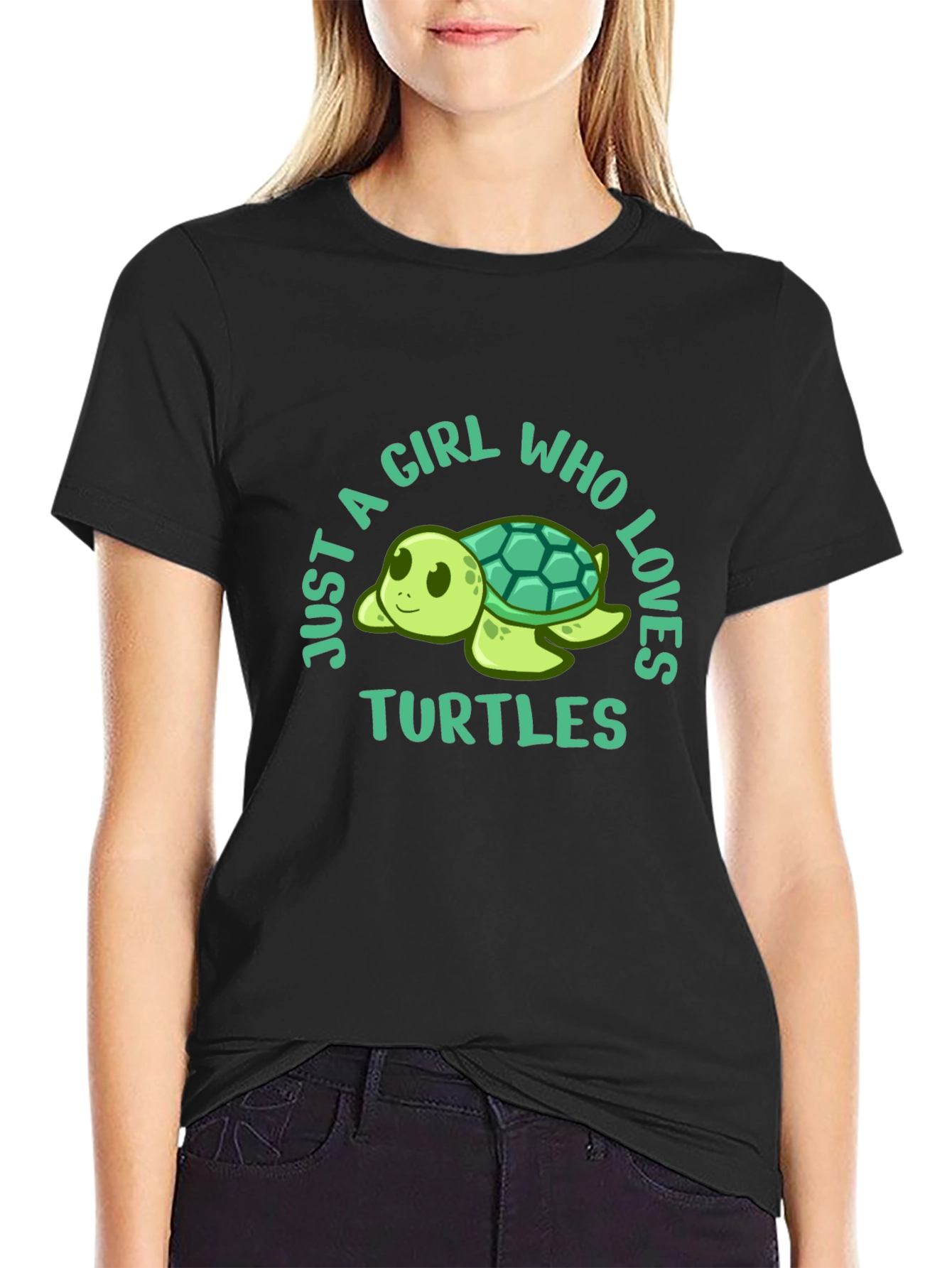 Girl Who Loves Turtles Black T-Shirt