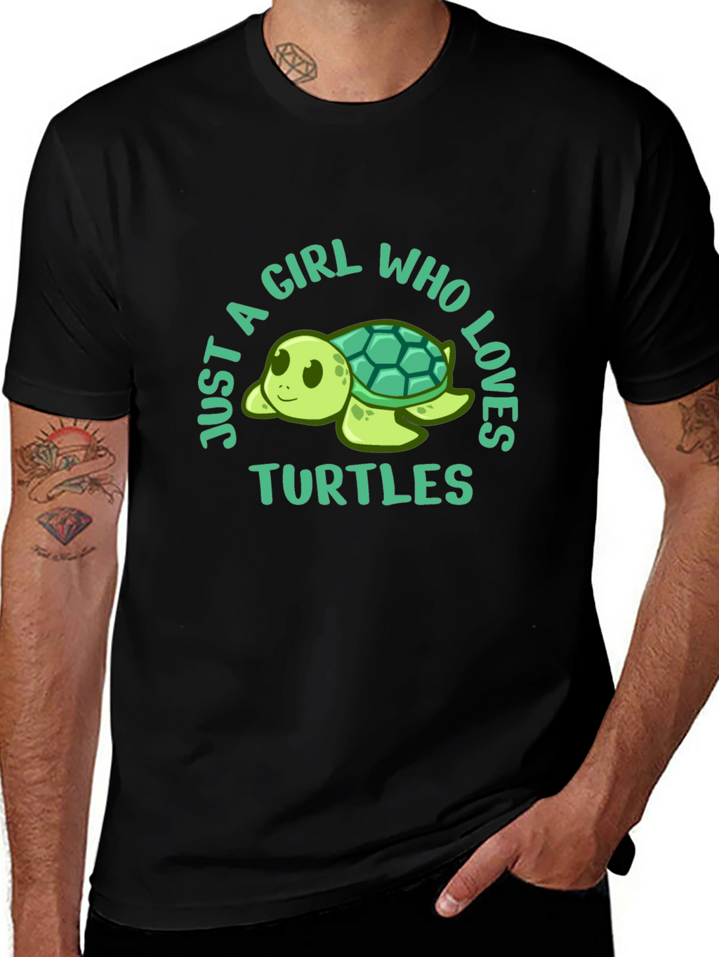 Girl Who Loves Turtles Black T-Shirt