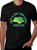 Girl Who Loves Turtles Black T-Shirt