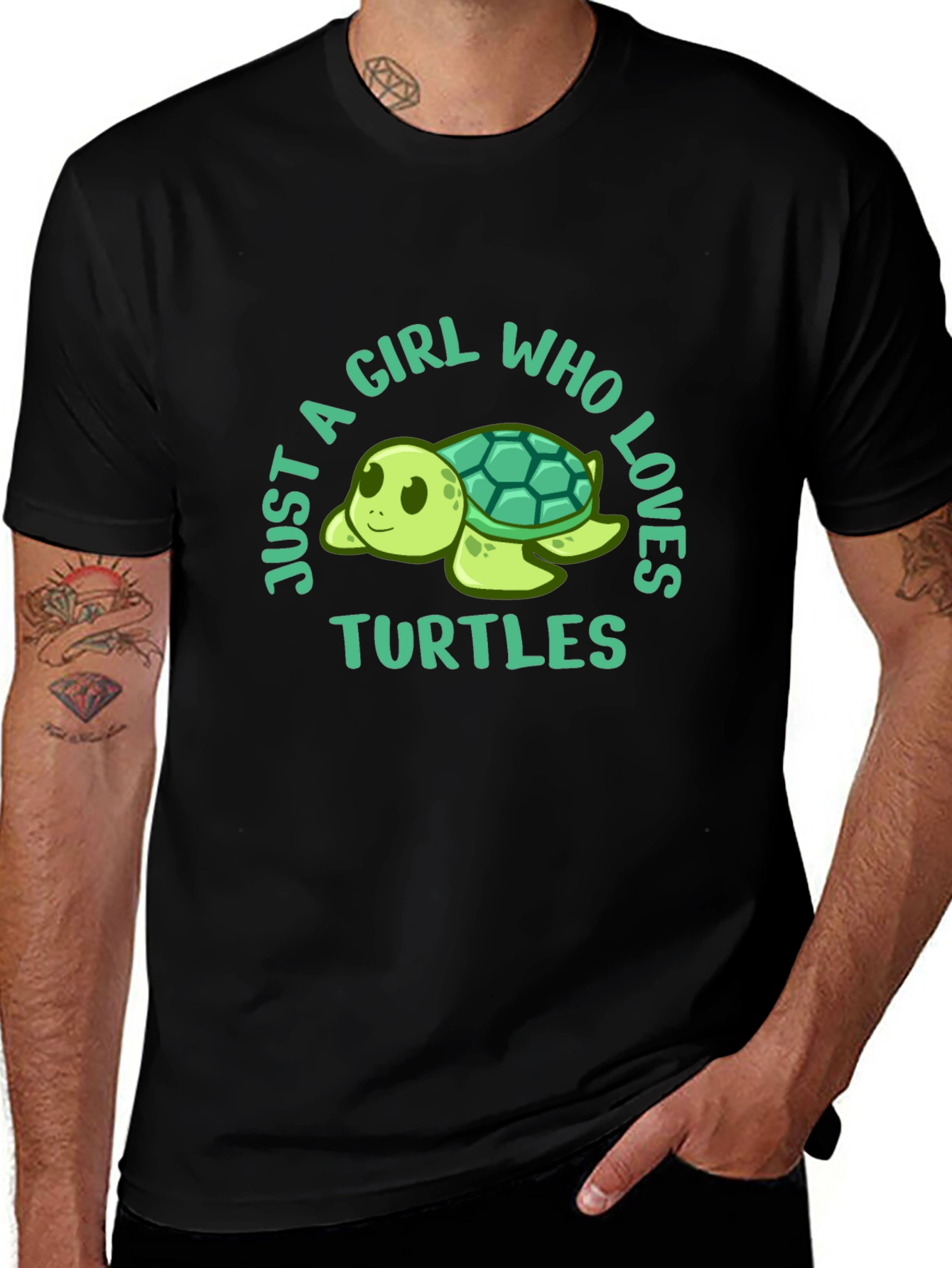 Girl Who Loves Turtles Black T-Shirt