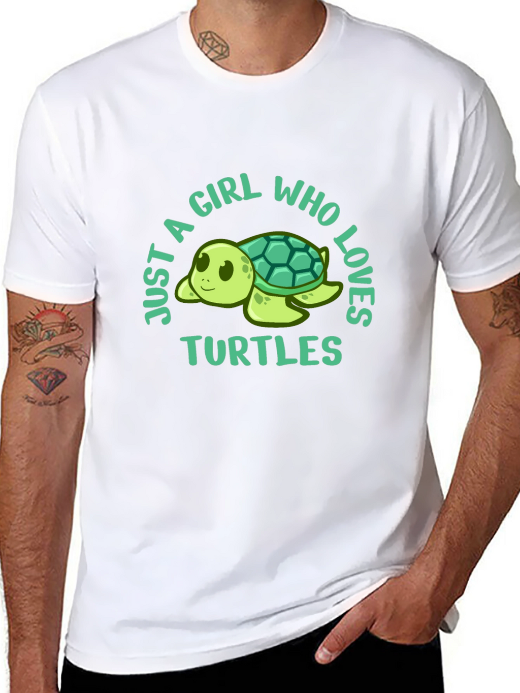 Girl Who Loves Turtles Black T-Shirt