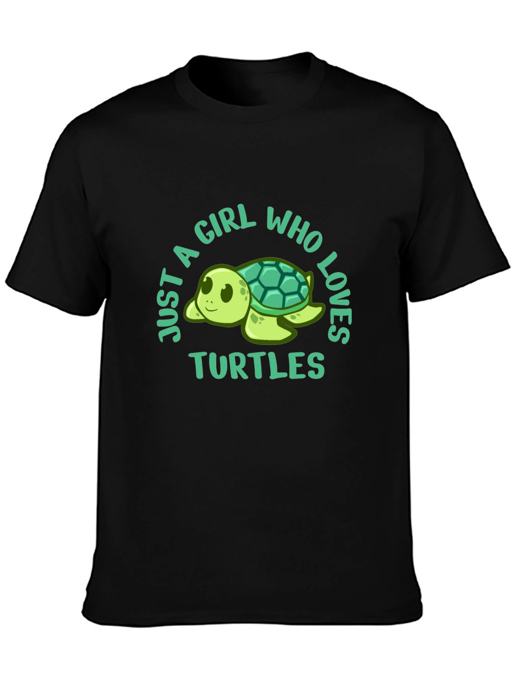 Girl Who Loves Turtles Black T-Shirt