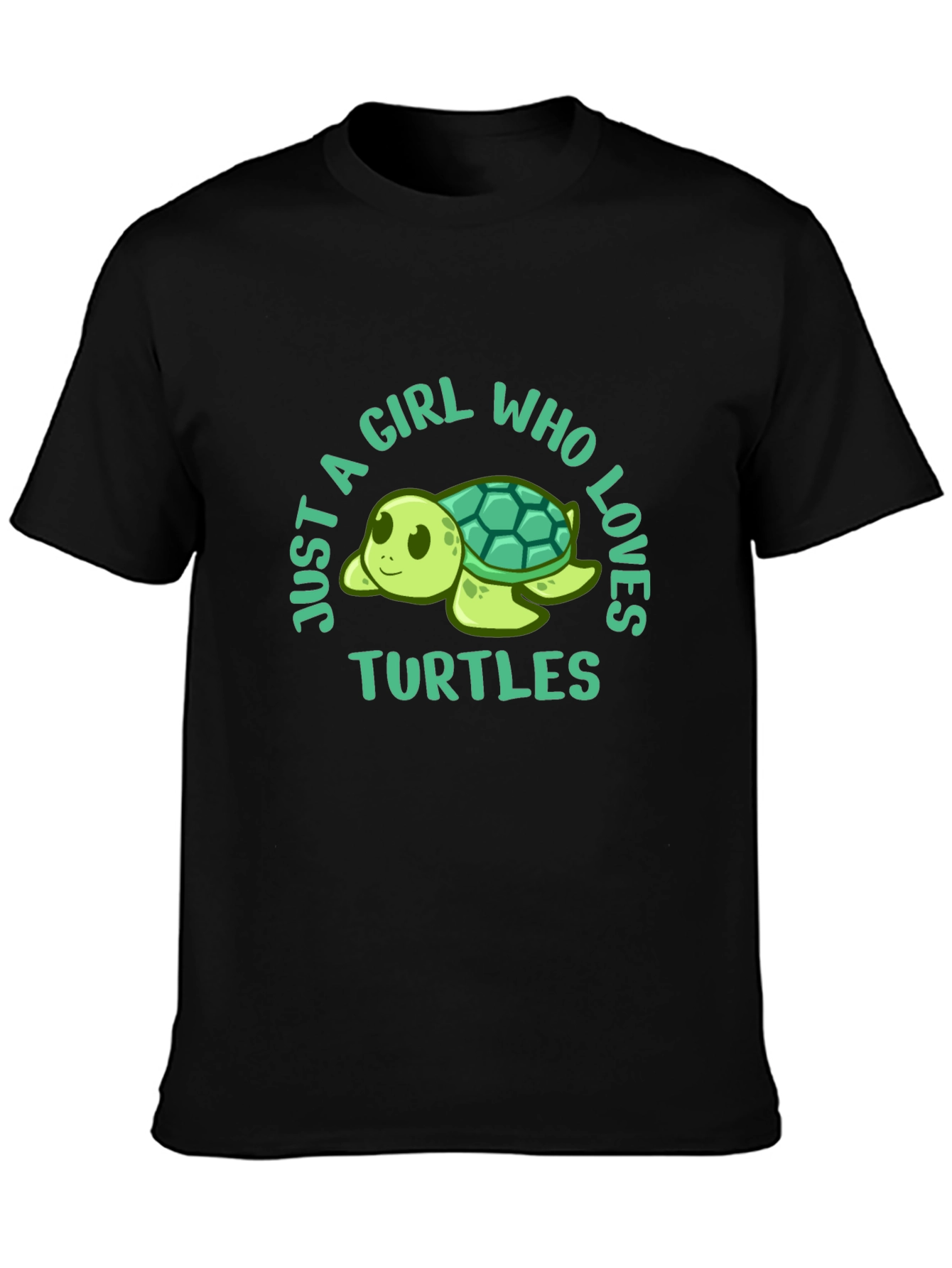 Girl Who Loves Turtles Black T-Shirt