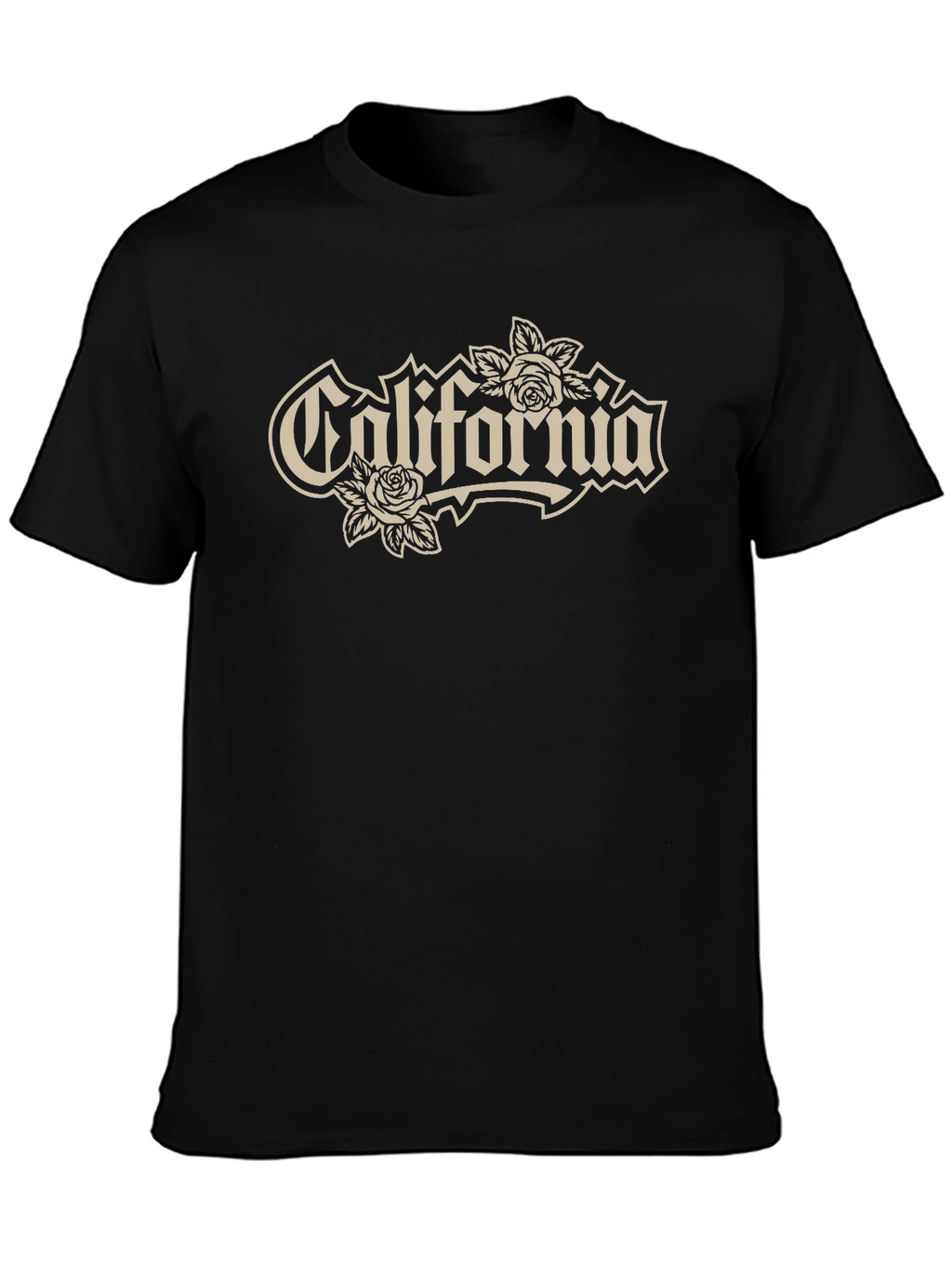 California Rose Graphic Tee - Black Cotton T-Shirt