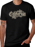 California Rose Graphic Tee - Black Cotton T-Shirt