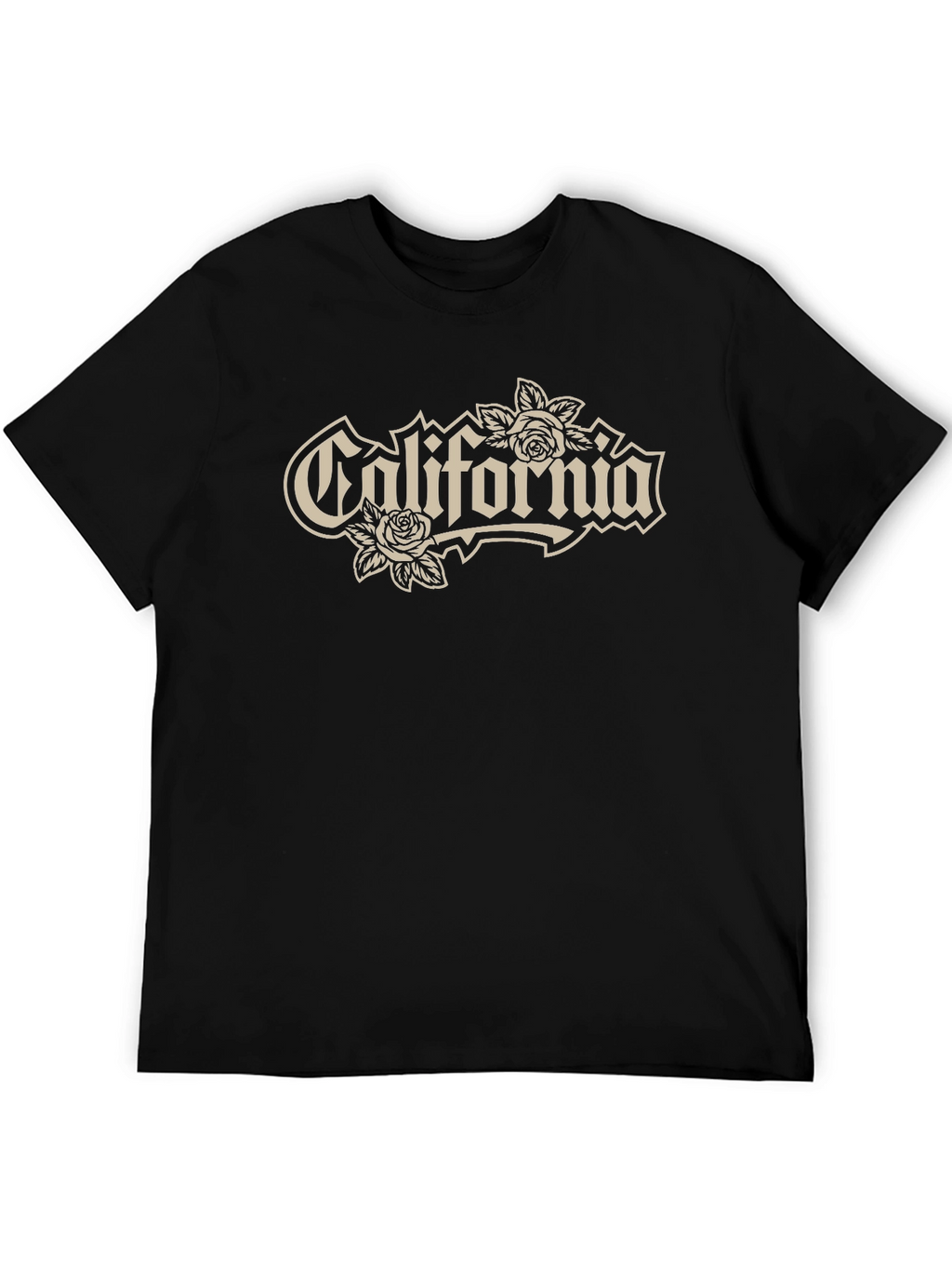 California Rose Graphic Tee - Black Cotton T-Shirt