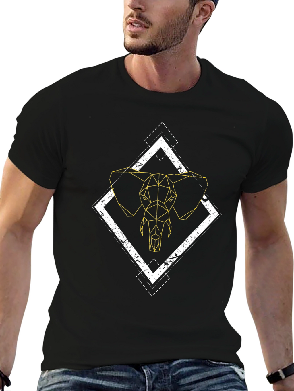 Geometric Elephant Graphic Tee - Modern Style