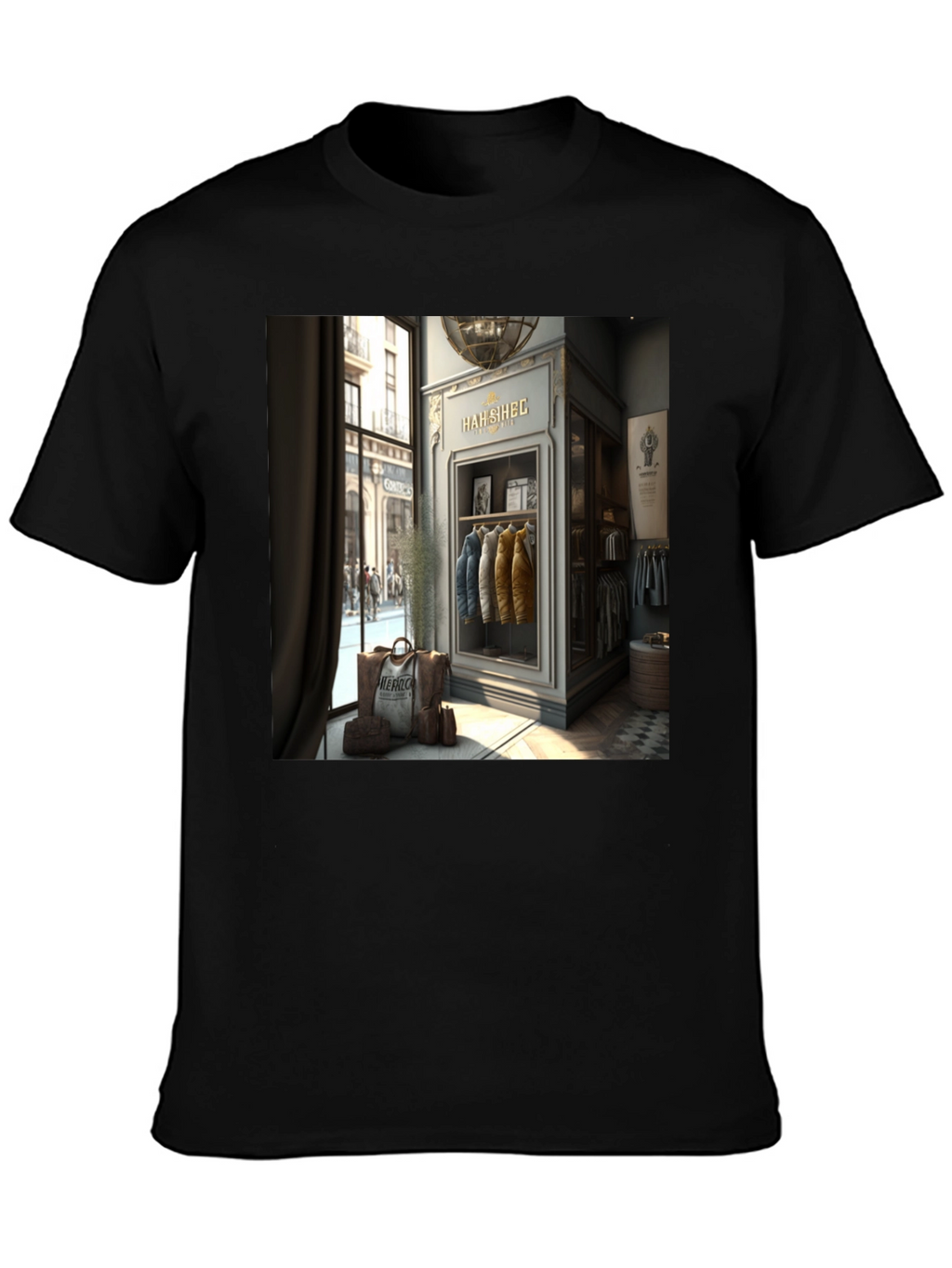 Stylish T-Shirt with HAH SIHEC Shop Print