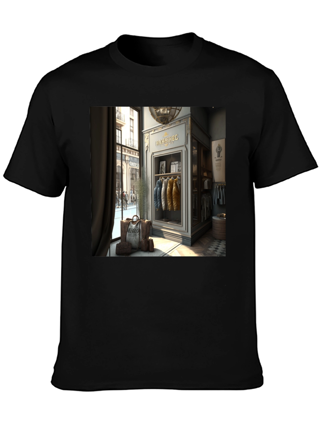 Stylish T-Shirt with HAH SIHEC Shop Print